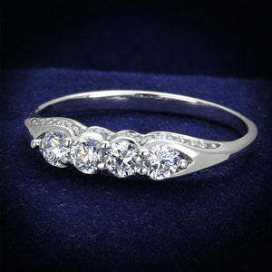 TS198 - Rhodium 925 Sterling Silver Ring with AAA Grade CZ  in Clear - Joyeria Lady