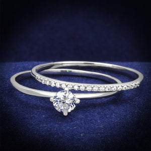 TS206 - Rhodium 925 Sterling Silver Ring with AAA Grade CZ  in Clear - Joyeria Lady