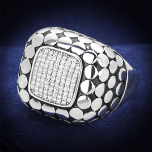 TS215 - Rhodium 925 Sterling Silver Ring with AAA Grade CZ  in Clear - Joyeria Lady