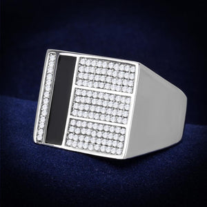 TS222 - Rhodium 925 Sterling Silver Ring with AAA Grade CZ  in Clear - Joyeria Lady