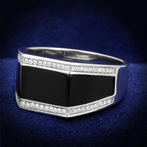 TS223 - Rhodium 925 Sterling Silver Ring with AAA Grade CZ  in Clear - Joyeria Lady