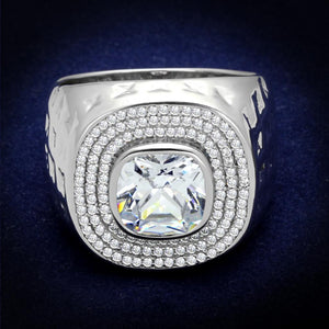 TS231 - Rhodium 925 Sterling Silver Ring with AAA Grade CZ  in Clear - Joyeria Lady