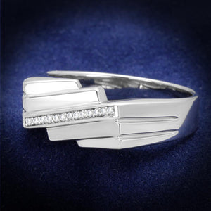TS232 - Rhodium 925 Sterling Silver Ring with AAA Grade CZ  in Clear - Joyeria Lady