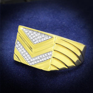 TS234 - Gold+Rhodium 925 Sterling Silver Ring with AAA Grade CZ  in Clear - Joyeria Lady