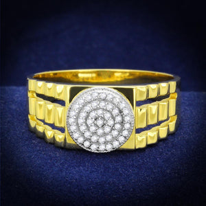 TS237 - Gold+Rhodium 925 Sterling Silver Ring with AAA Grade CZ  in Clear - Joyeria Lady