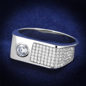 TS239 - Rhodium 925 Sterling Silver Ring with AAA Grade CZ  in Clear - Joyeria Lady