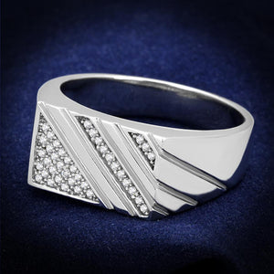 TS240 - Rhodium 925 Sterling Silver Ring with AAA Grade CZ  in Clear - Joyeria Lady