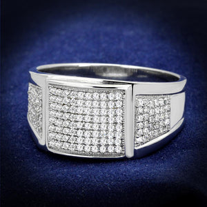 TS241 - Rhodium 925 Sterling Silver Ring with AAA Grade CZ  in Clear - Joyeria Lady