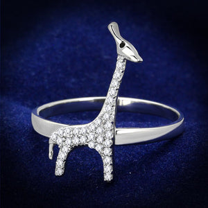 TS255 - Rhodium 925 Sterling Silver Ring with AAA Grade CZ  in Clear - Joyeria Lady