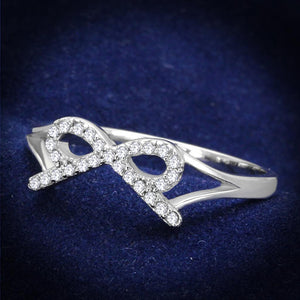 TS259 - Rhodium 925 Sterling Silver Ring with AAA Grade CZ  in Clear - Joyeria Lady