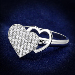 TS260 - Rhodium 925 Sterling Silver Ring with AAA Grade CZ  in Clear - Joyeria Lady