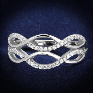 TS266 - Rhodium 925 Sterling Silver Ring with AAA Grade CZ  in Clear - Joyeria Lady