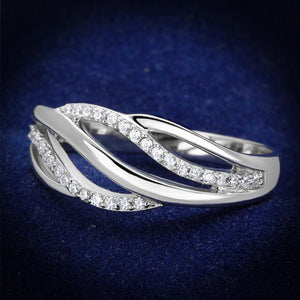TS268 - Rhodium 925 Sterling Silver Ring with AAA Grade CZ  in Clear - Joyeria Lady