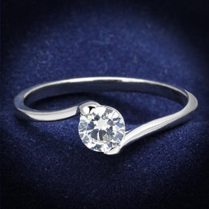 TS272 - Rhodium 925 Sterling Silver Ring with AAA Grade CZ  in Clear - Joyeria Lady