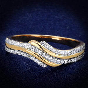 TS277 - Rose Gold + Rhodium 925 Sterling Silver Ring with AAA Grade CZ  in Clear - Joyeria Lady