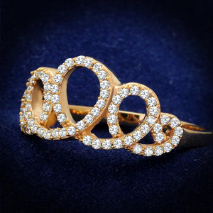 TS279 - Rose Gold 925 Sterling Silver Ring with AAA Grade CZ  in Clear - Joyeria Lady