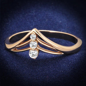 TS283 - Rose Gold 925 Sterling Silver Ring with AAA Grade CZ  in Clear - Joyeria Lady