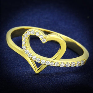 TS308 - Gold 925 Sterling Silver Ring with AAA Grade CZ  in Clear - Joyeria Lady