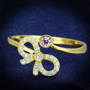 TS309 - Gold 925 Sterling Silver Ring with AAA Grade CZ  in Rose - Joyeria Lady