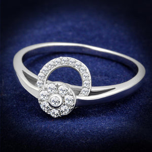 TS310 - Rhodium 925 Sterling Silver Ring with AAA Grade CZ  in Clear - Joyeria Lady