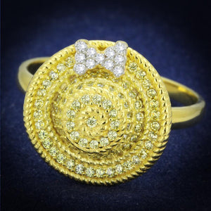 TS320 - Gold+Rhodium 925 Sterling Silver Ring with AAA Grade CZ  in Topaz - Joyeria Lady