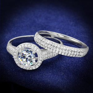 TS331 Rhodium 925 Sterling Silver Ring with AAA Grade CZ in Clear
