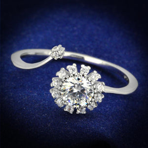TS335 - Rhodium 925 Sterling Silver Ring with AAA Grade CZ  in Clear - Joyeria Lady