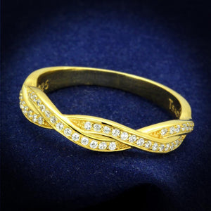 TS341 - Gold 925 Sterling Silver Ring with AAA Grade CZ  in Clear - Joyeria Lady