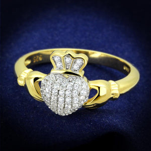 TS342 - Gold+Rhodium 925 Sterling Silver Ring with AAA Grade CZ  in Clear - Joyeria Lady
