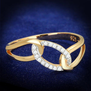 TS362 - Rose Gold + Rhodium 925 Sterling Silver Ring with AAA Grade CZ  in Clear - Joyeria Lady