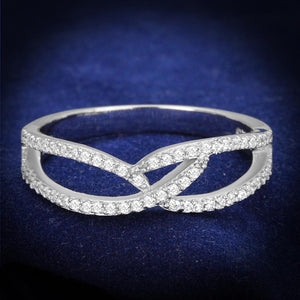 TS365 - Rhodium 925 Sterling Silver Ring with AAA Grade CZ  in Clear - Joyeria Lady