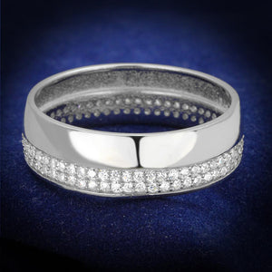 TS375 - Rhodium 925 Sterling Silver Ring with AAA Grade CZ  in Clear - Joyeria Lady