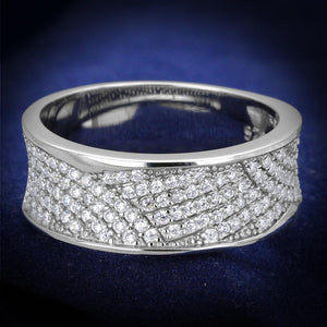 TS376 - Rhodium 925 Sterling Silver Ring with AAA Grade CZ  in Clear - Joyeria Lady
