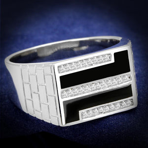 TS387 - Rhodium 925 Sterling Silver Ring with AAA Grade CZ  in Clear - Joyeria Lady