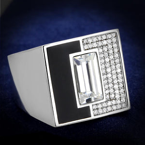 TS388 - Rhodium 925 Sterling Silver Ring with Top Grade Crystal  in Clear - Joyeria Lady