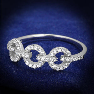 TS400 - Rhodium 925 Sterling Silver Ring with AAA Grade CZ  in Clear - Joyeria Lady