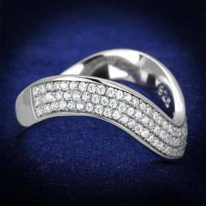 TS402 - Rhodium 925 Sterling Silver Ring with AAA Grade CZ  in Clear - Joyeria Lady