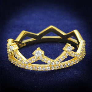 TS404 - Gold 925 Sterling Silver Ring with AAA Grade CZ  in Clear - Joyeria Lady