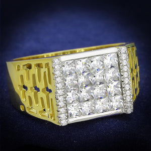 TS412 - Gold+Rhodium 925 Sterling Silver Ring with AAA Grade CZ  in Clear - Joyeria Lady
