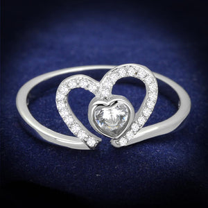 TS422 - Rhodium 925 Sterling Silver Ring with AAA Grade CZ  in Clear - Joyeria Lady