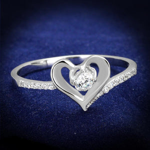 TS425 - Rhodium 925 Sterling Silver Ring with AAA Grade CZ  in Clear - Joyeria Lady