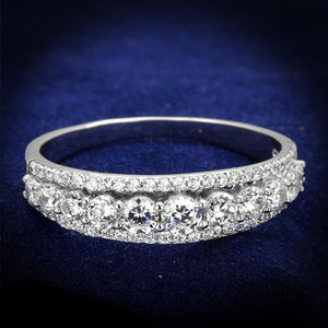 TS429 - Rhodium 925 Sterling Silver Ring with AAA Grade CZ  in Clear - Joyeria Lady
