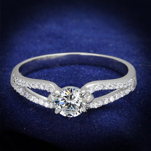 TS431 - Rhodium 925 Sterling Silver Ring with AAA Grade CZ  in Clear - Joyeria Lady