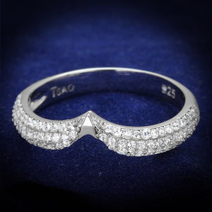TS433 - Rhodium 925 Sterling Silver Ring with AAA Grade CZ  in Clear - Joyeria Lady