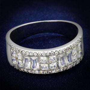 TS460 - Rhodium 925 Sterling Silver Ring with AAA Grade CZ  in Clear - Joyeria Lady