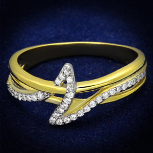 TS461 - Gold+Rhodium 925 Sterling Silver Ring with AAA Grade CZ  in Clear - Joyeria Lady
