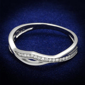 TS471 - Rhodium 925 Sterling Silver Ring with AAA Grade CZ  in Clear - Joyeria Lady