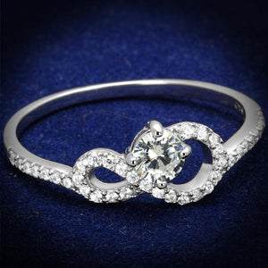 TS485 - Rhodium 925 Sterling Silver Ring with AAA Grade CZ  in Clear - Joyeria Lady