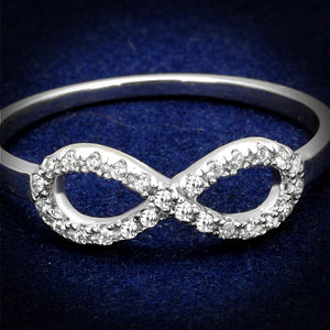 TS487 - Rhodium 925 Sterling Silver Ring with AAA Grade CZ  in Clear - Joyeria Lady