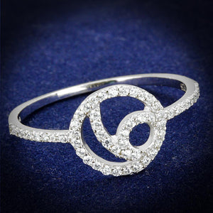 TS519 - Rhodium 925 Sterling Silver Ring with AAA Grade CZ  in Clear - Joyeria Lady